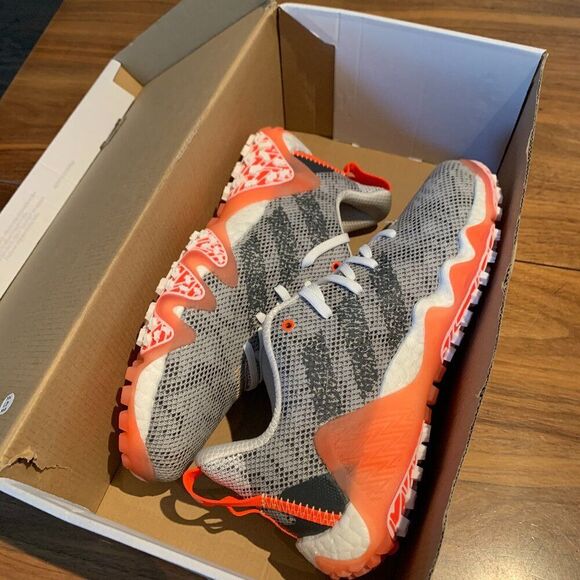 Adidas Codechaos golf shoe, NWT, mens' sz 7, women's 9, never worn, orange grey, - Picture 3 of 11